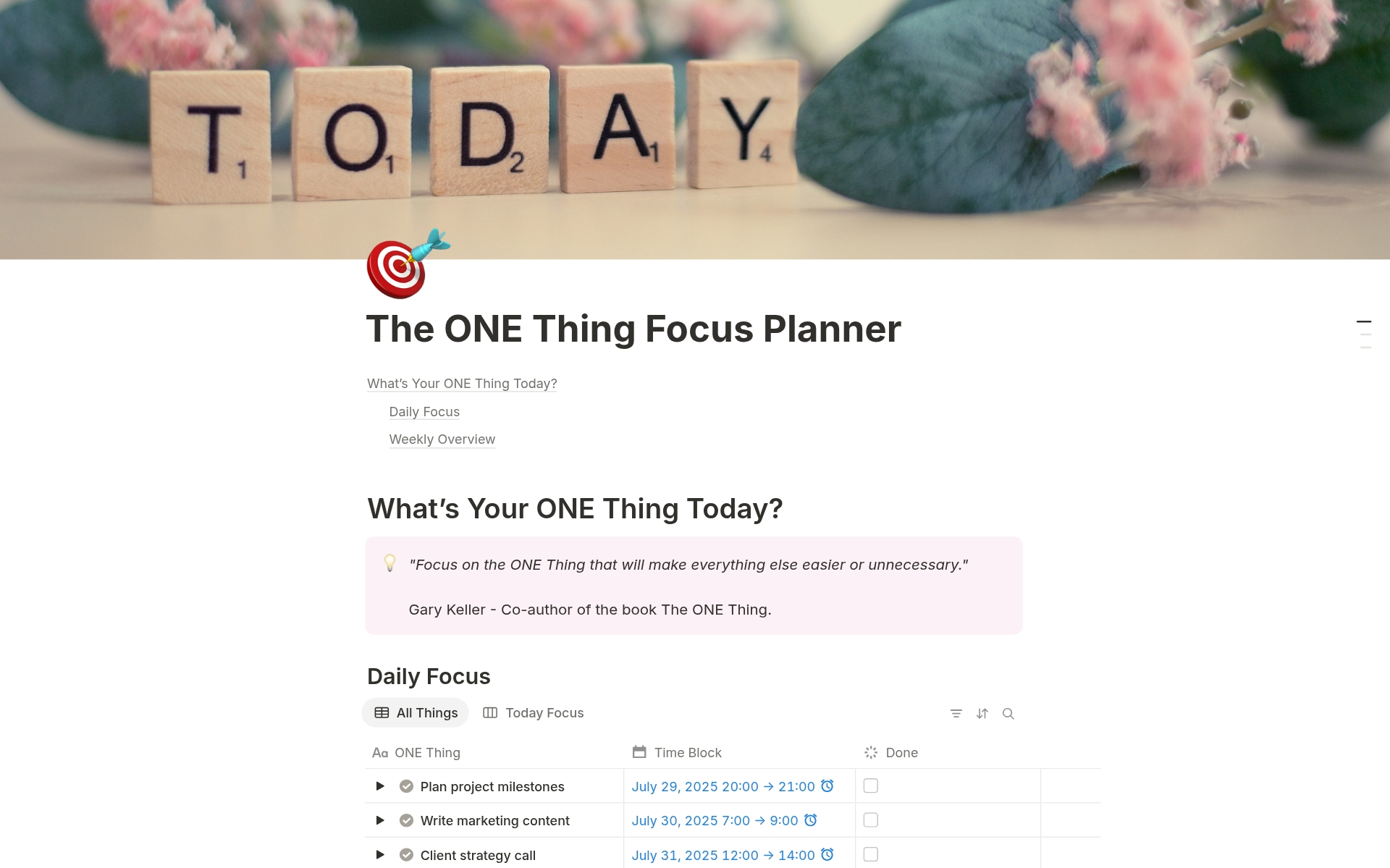 The ONE Thing Focus Planner